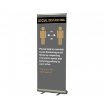Please keep 1 metre / 3ft apart social distancing roller banner