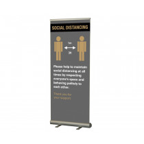 Please keep 1 metre / 3ft apart social distancing roller banner
