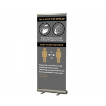 Help Stop the spread wash your hands / keep your distance social distancing roller banner