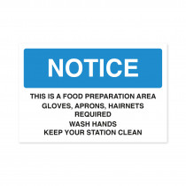 Food Preparation Area - Staff Food Hygiene Notice
