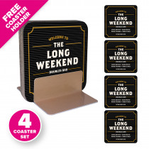Personalised Coasters with Free Coaster Holder - Style 1 - Black