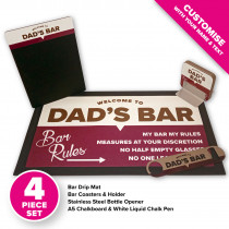 Personalised Home Bar Gift Set - Bar Rules - Style 2 - Burgundy & Brown 
