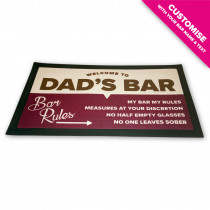 Personalised Bar Drip Mat/Bar Runner - Bar Rules - Style 2 - Burgundy & Brown 