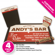 Personalised Home Bar Gift Set - Bar Rules - Style 2 - Rust & Brown 