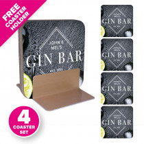 Personalised Coasters with Free Coaster Holder - Gin - Style 4 - Design 1 