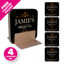 Personalised Coasters with Free Coaster Holder - Whisky - Style 5 - Design 2