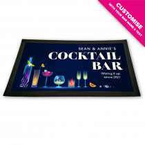 Personalised Bar Drip Mat/Bar Runner - Cocktails - Style 6 - Design 1