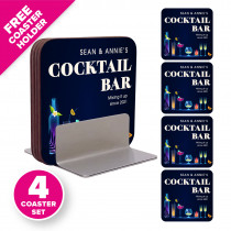 Personalised Coasters with Free Coaster Holder - Cocktails - Style 6 - Design 1