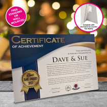 Your Own Personalised Home Bar Award Certificate