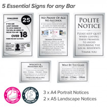 Sign Essentials Bar Licensing Sign Pack - Silver
