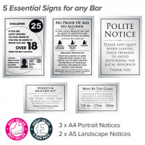 Sign Essentials Bar Licensing Sign Pack - Silver