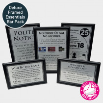 Framed Essential Bar Licensing Sign Pack - Silver