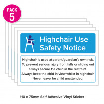 Highchair Use Safety Notice - Pack 5 Vinyl Stickers