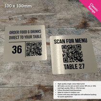 Classic Single Colour Brushed Gold QR Code Table Number Plate - 100 x 100mm