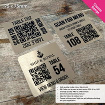 Classic Single Colour Brushed Gold QR Code Table Number Plate - 75 x75mm