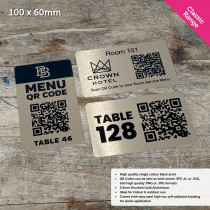 Classic Single Colour Brushed Gold QR Code Table Number Plate - 100 x 60mm