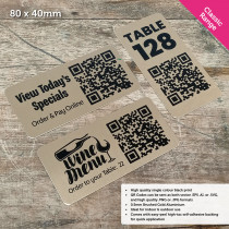 Classic Single Colour Brushed Gold QR Code Table Number Plate - 80 x 40mm