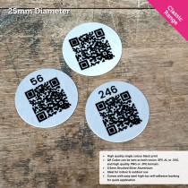 Classic Single Colour Brushed Silver QR Code Table Number Disc - 25mm Diameter