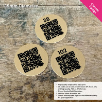 Classic Single Colour Brushed Gold QR Code Table Number Disc - 25mm Diameter