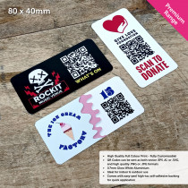 Premium Full Colour Rectangle QR Code Table Number Plate - 80 x 40mm