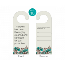 This room has been cleaned and sanitised for your protection door hangers. Pack of 10
