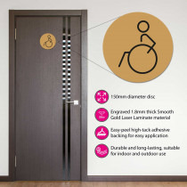 Disabled Toilet Door Symbol Left 150mm Gold 