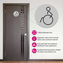 Disabled Toilet Door Symbol Left 150mm Silver