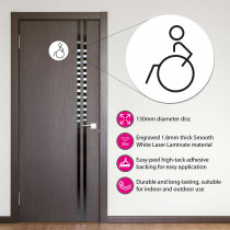 Disabled Toilet Door Symbol Left 150mm White 