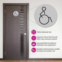 Disabled Toilet Door Symbol Right. 150mm Silver