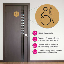 Disabled & Baby Change Toilet Door Symbol Right 150mm Gold