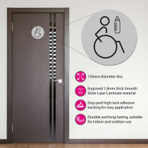 Disabled & Baby Change Toilet Door Symbol Right 150mm Silver
