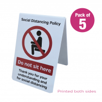 Do Not Sit Here social distancing guidance freestanding tent notice. Pack of 5