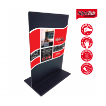 Double Sided Black Acrylic Freestanding Tabletop Blackboards. Available in A5 & A4 size