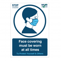 Please wear your face covering at all times sign