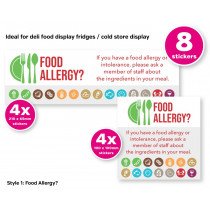 Allergy Awareness Sticker Pack contains 8 Self Adhesive Vinyl Stickers