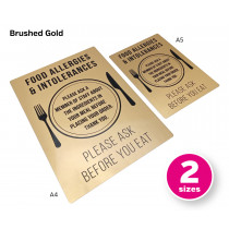 Prestigious Food Allergies & Intolerances Please Ask Before You Eat Notice - Portrait - Gold or Silver