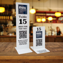 Premium Full Colour Slimline Table Numbers with QR Code - 2 Sizes Available