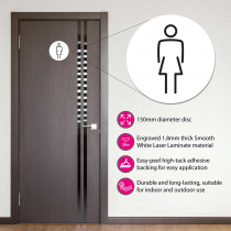 Ladies Toilet Door Symbol 150mm White 