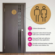 Ladies & Gents Toilet Door Symbol 150mm Gold 