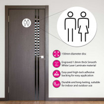 Ladies & Gents Toilet Door Symbol 150mm White