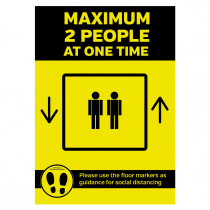 Maximum 2 people allowed in the Lift at one time social distancing lift guidance Sign