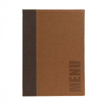 Trendy Light Brown Leather Style A5 Restaurant Menu Holder / Menu Cover