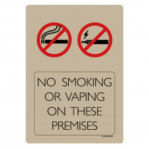 No Smoking or Vaping on these Premises Bar sign