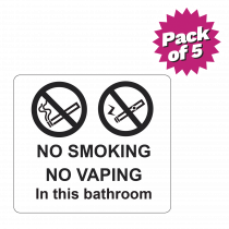 Clear No Smoking or Vaping Bathroom Sticker Pack