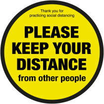 Please keep your distance from other people floor sign