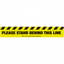 Please stand behind this line floor sign