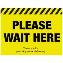 Please wait here social distancing floor sign