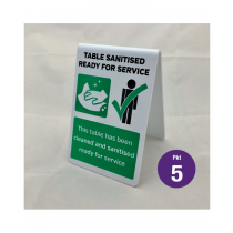 This table has now been sanitised tabletop hygiene tent notice. Pack of 5