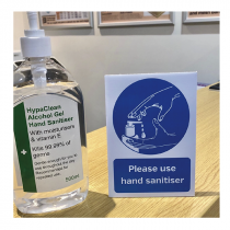 Please use hand sanitiser provided countertop freestanding sign