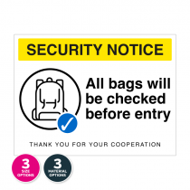 All Bags Checked Before Entry Notice